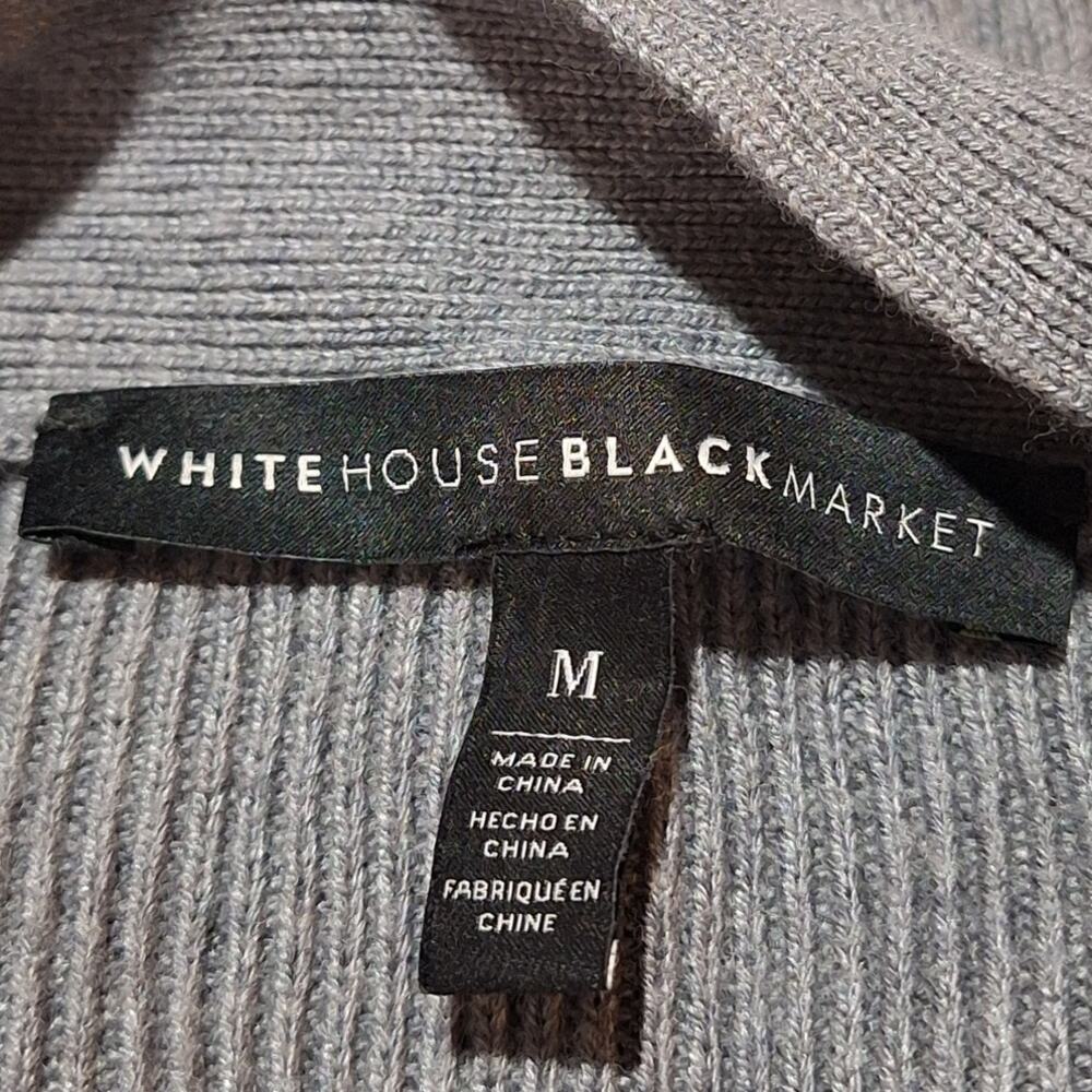 White House Black Market Cardigan Sweater Women's Medium Gray Open Minimalist - Picture 2 of 9